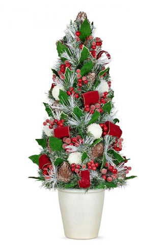 94cmH Festive Holly Potted Christmas Tree (GUE235)