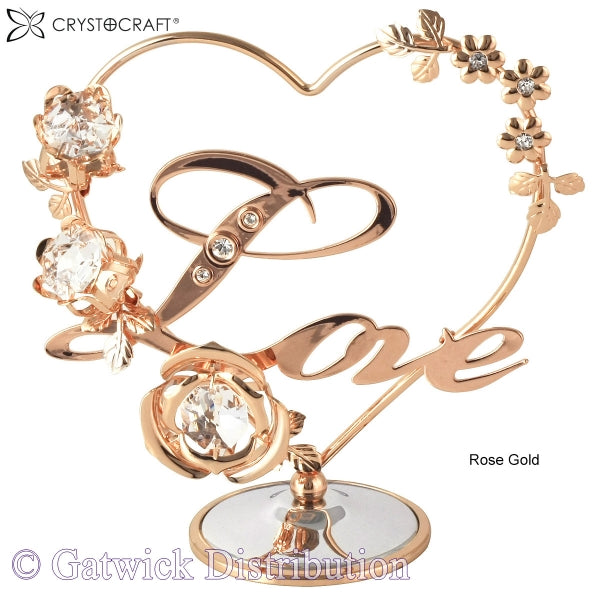Crystocraft Heart with Flowers Love - Rose Gold