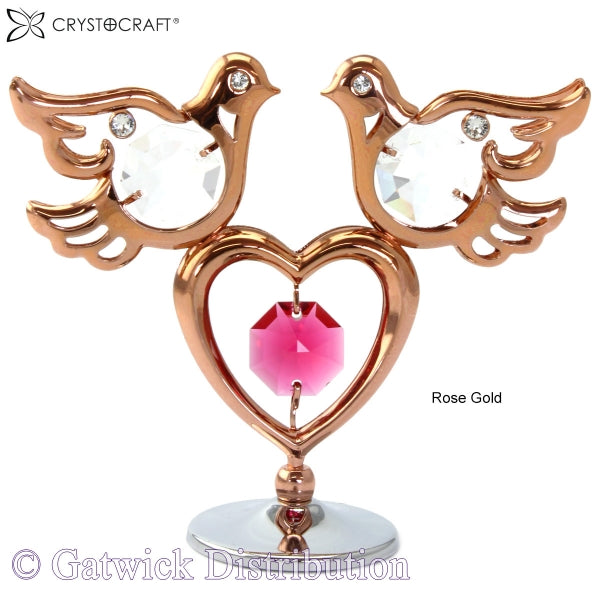 Crystocraft Mini Doves & Heart - Rose Gold