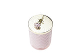 COTE NOIRE - HERRINGBONE CANDLE WITH SCARF - PINK - ROSE LID - CHARENTE ROSE