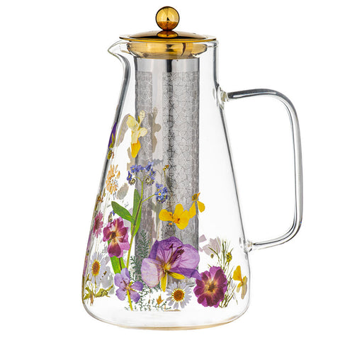 Pressed Flowers Glass Jug