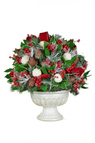 69cmH Festive Holly Potted Christmas Centrepiece (GUE241)