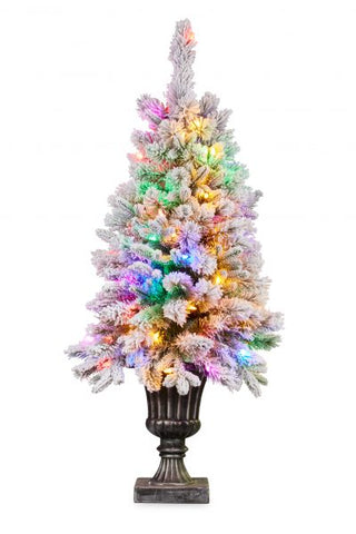 POTTED SNOWY CHRISTMAS TREE WITH MULTI FUNCTION LIGHTS (HZ407)