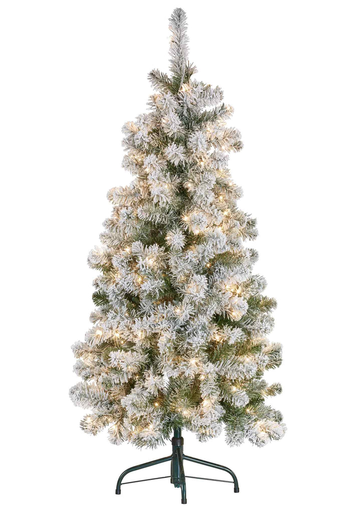 4.5ft (137cm)H Slim Snowy Christmas Tree with Lights (HZSS45)