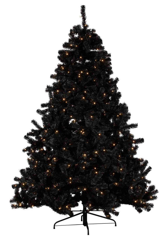 7ft (213cm)H Black Christmas Tree with Lights (SKU: LSBL6)