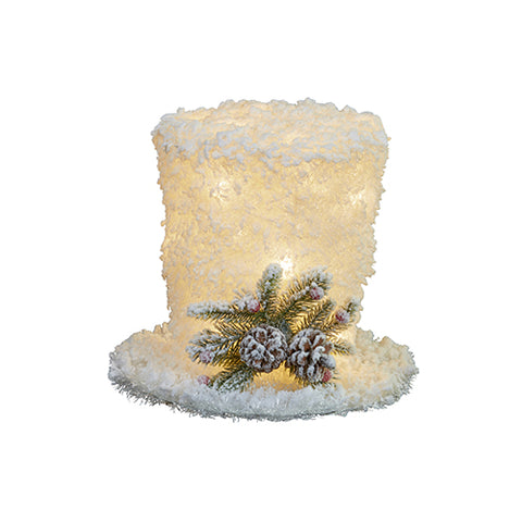 28cmH Snowy Christmas Hat Tree Topper with Lights (MHA206)
