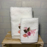 Pink Floral Face Washer and Hand Towel